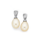 Sterling Silver White Freshwater Pearl & Cubic Zirconia Studs